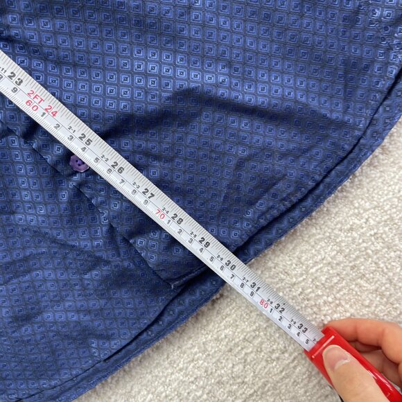 Au Noir Shirt Men Sz 4 Button Up Blue Geometric Holographic AOP Boho Preppy - Picture 7 of 13